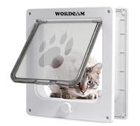 Wordcam Grande porte pour chat (taille extérieure 27 x 24 cm), porte robuste pour portes intérieures et extérieures, porte à chatière avec serrure à 4 voies, porte pour animaux domestiques pour chats,
