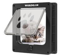 Wordcam Grande porte pour chat (taille extérieure de 27,9 x 24,1 cm), porte pour chat robuste pour portes intérieures et extérieures, porte à chatière verrouillable à 4 voies, porte pour animaux