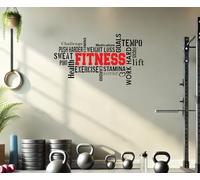 Wordcloud Autocollant mural en vinyle avec citation inspirante pour la motivation et la positivité pour la maison, la salle de sport, le bureau, l'exercice (noir rouge, 101,6 x 55,9 cm)