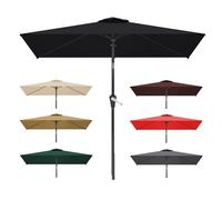 WORDFUN 2x3m Auvent De Rechange, 6 Baleines Toile De Rechange De Parasol Rectangulaire, Bâche De Remplacement pour Parasol Déporté, Dessus De Parapluie De Remplacement, Imperméable, AntiUV(Black)