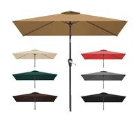 WORDFUN 2x3m Auvent De Rechange, 6 Baleines Toile De Rechange De Parasol Rectangulaire, Bâche De Remplacement pour Parasol Déporté, Dessus De Parapluie De Remplacement, Imperméable, AntiUV(Khaki)