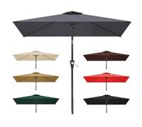 WORDFUN 2x3m Auvent De Rechange, 6 Baleines Toile De Rechange De Parasol Rectangulaire, Bâche De Remplacement pour Parasol Déporté, Dessus De Parapluie De Remplacement, Imperméable, AntiUV(Gray)