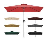 WORDFUN 2x3m Auvent De Rechange, 6 Baleines Toile De Rechange De Parasol Rectangulaire, Bâche De Remplacement pour Parasol Déporté, Dessus De Parapluie De Remplacement, Imperméable, AntiUV(Red)