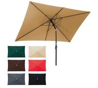 WORDFUN 2x3M Auvent De Remplacement pour Parasol, Dessus De Parapluie Rectangulaire De Rechange, Rechange Toile De Parasol De Jardin, 6 Baleines, Tissu De Rechange pour Parapluie(Khaki)
