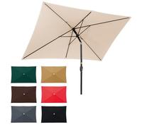 WORDFUN 2x3M Auvent De Remplacement pour Parasol, Dessus De Parapluie Rectangulaire De Rechange, Rechange Toile De Parasol De Jardin, 6 Baleines, Tissu De Rechange pour Parapluie(Beige)