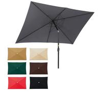 WORDFUN 2x3M Auvent De Remplacement pour Parasol, Dessus De Parapluie Rectangulaire De Rechange, Rechange Toile De Parasol De Jardin, 6 Baleines, Tissu De Rechange pour Parapluie(Gray)