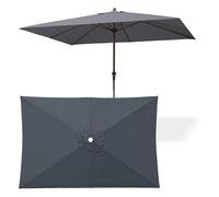 WORDFUN Auvent De Remplacement pour Parasol, 6 Baleines Toile De Rechange 2x3m, UV50+ Toile Rectangulaire De Remplacement, Imperméable, Housse De Rechange pour Parasol De Jardin(Gray)
