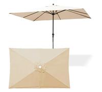 WORDFUN Auvent De Remplacement pour Parasol, 6 Baleines Toile De Rechange 2x3m, UV50+ Toile Rectangulaire De Remplacement, Imperméable, Housse De Rechange pour Parasol De Jardin(Beige)