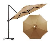 WORDFUN Auvent De Remplacement pour Parasol, Toile De Rechange pour 6/8 Baleines, 2M 2.5M 3M 3.5M Housse De Rechange Imperméable Et Durable, pour Parasol De Marché, Jardin, Terrasse(Khaki,3M/6Ribs)