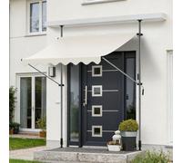 WORDFUN Auvent De Terrasse Rétractable 150x120 200x120 300x120cm, Store Banne Manuel, Auvent De Patio sans Perçage, Imperméable, pour Balcon, Terrasse, Jardin, Café(Offwhite,250x120cm)