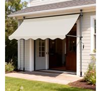 WORDFUN Auvent Rétractable De Contrôle Manuel, Auvent De Terrasse sans Perçage, Imperméable, Store Banne Anti-Soleil, pour Terrasse, Balcon, Jardin, Restaurant, Café(Offwhite,350x120cm)