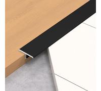 WORDFUN Barre De Transition De Plancher en Aluminium, Barre De Seuil De Porte Décorative, Profil Rail De Transition Plate, pour Portes, Entrées De Pièces Ou Deux Sols Irréguliers(Black,25mm)