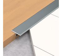 WORDFUN Barre De Transition De Plancher en Aluminium, Barre De Seuil De Porte Décorative, Profil Rail De Transition Plate, pour Portes, Entrées De Pièces Ou Deux Sols Irréguliers(IronGray,15mm)
