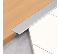 WORDFUN Barre De Transition De Plancher en Aluminium, Barre De Seuil De Porte Décorative, Profil Rail De Transition Plate, pour Portes, Entrées De Pièces Ou Deux Sols Irréguliers(Silver,15mm)