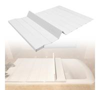 WORDFUN Couverture De Baignoire Pliable, Étanche Ponts D'isolation De Baignoire, 6mm PVC Bain Housse, Étanche À La Poussière, Planche De Bain Rectangulaire, Support De Rangement(160 * 80cm)