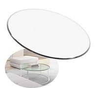 WORDFUN Dessus De Table Ronde Verre Trempé, Plateau De Table Rond Verre, Transparent, Durable, Plateau en Verre Trempé Lisse Ronde, pour Protéger Les Tables De Salle À Manger, Les Tables De Bureau