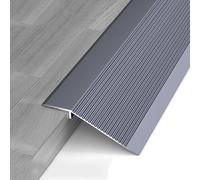 WORDFUN Profilé De Transition Aluminium pour Porte/Tapis/carrelage/Sol Irrégulier, Bande De Seuil De Porte De Sol, Longueur 90cm, Largeur 10cm, Convient pour Pente De Seuil De 10-35mm(IronGray)