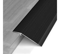 WORDFUN Profilé De Transition Aluminium pour Porte/Tapis/carrelage/Sol Irrégulier, Bande De Seuil De Porte De Sol, Longueur 90cm, Largeur 10cm, Convient pour Pente De Seuil De 10-35mm(Black)