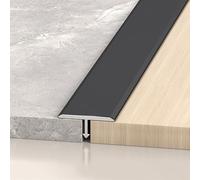WORDFUN Profilé De Transition en T en Aluminium, 2.7M Barre De Seuil Métal, Bande De Séparation, Baguettes De Finition pour Transitions De Sol Entre Seuils Carrelages Sols Bois Tapis(Black,25mm)