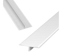 WORDFUN Profilé De Transition en T en Aluminium, Barre De Seuil Métal, Bande De Moulure De Bord pour Moquette Et Revêtement De Sol, Noir/Argent/Blanc, pour Les Espaces Entre Les Carreaux(White,40mm)