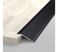 WORDFUN Rampe De Seuil en Aluminium, Bande De Transition en Métal pour Bois À Carrelage, Barre De Seuil pour Sol Irrégulier Hauteur 0.8-3.5cm, Rampe D'entrée, Bandes De Garniture De Tapis(Black,7cm)