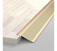 WORDFUN Rampe De Seuil en Aluminium, Bande De Transition en Métal pour Bois À Carrelage, Barre De Seuil pour Sol Irrégulier Hauteur 0.8-3.5cm, Rampe D'entrée, Bandes De Garniture De Tapis(Gold,7cm)