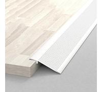 WORDFUN Rampe De Seuil en Aluminium, Bande De Transition en Métal pour Bois À Carrelage, Barre De Seuil pour Sol Irrégulier Hauteur 0.8-3.5cm, Rampe D'entrée, Bandes De Garniture De Tapis(White,7cm)
