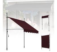 WORDFUN Store Banne avec Manivelle pour Balcon, Imperméable, Auvent Rétractable Manuel, Réglable en Hauteur, sans Perçage, pour Patio, Arrière-Cour, Jardin, Balcon(WineRed,200x120cm)