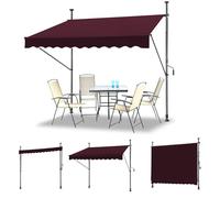 WORDFUN Store Banne De Balcon, Auvent Rétractable À Bras Repliable, Auvent De Patio sans Perçage, Imperméable, Marquise De Terrasse avec Manivelle, Gray, Beige, Blue(WineRed,400x120cm)