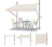 WORDFUN Store Banne De Balcon, Auvent Rétractable À Bras Repliable, Auvent De Patio sans Perçage, Imperméable, Marquise De Terrasse avec Manivelle, Gray, Beige, Blue(Offwhite,200x120cm)
