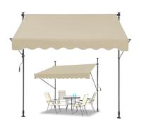 WORDFUN Store Banne De Balcon, Auvent Rétractable De Contrôle Manuel avec Manivelle, Marquise De Terrasse Imperméable sans Percement, pour Patio, Arrière-Cour, Jardin, Balcon(Beige,150x120cm)