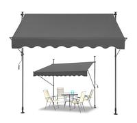 WORDFUN Store Banne De Balcon, Auvent Rétractable De Contrôle Manuel avec Manivelle, Marquise De Terrasse Imperméable sans Percement, pour Patio, Arrière-Cour, Jardin, Balcon(Gray,400x120cm)