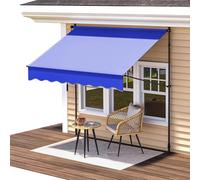 WORDFUN Store Banne De Balcon, Store Rétractable Manuel, Auvent De Patio sans Perçage, avec Manivelle, Résistant Aux UV, Imperméable, pour Balcon, Terrasse, Jardin, Café, Restaurant(Blue,250x120cm)