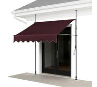 WORDFUN Store Banne Manuel, Auvent Rétractable Réglable en Hauteur, 1.5/2/2.5/3/3.5/4m, Imperméable Résistant Aux UV Marquise De Terrasse, pour Patio, Arrière-Cour, Jardin, Balcon(WineRed,200x120cm)