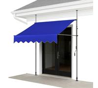WORDFUN Store Banne Manuel, Auvent Rétractable Réglable en Hauteur, 1.5/2/2.5/3/3.5/4m, Imperméable Résistant Aux UV Marquise De Terrasse, pour Patio, Arrière-Cour, Jardin, Balcon(Blue,150x120cm)