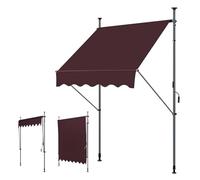 WORDFUN Store Banne Manuel Rétractable, 1.5x1.2/2x1.2/3x1.2M Auvent De Terrasse Imperméable, Réglable en Hauteur, pour Terrasse, Balcon, Jardin, Restaurant, Café, sans Percement(WineRed,400x120cm)