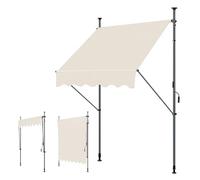WORDFUN Store Banne Manuel Rétractable, 1.5x1.2/2x1.2/3x1.2M Auvent De Terrasse Imperméable, Réglable en Hauteur, pour Terrasse, Balcon, Jardin, Restaurant, Café, sans Percement(Offwhite,400x120cm)