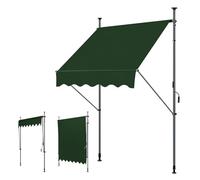 WORDFUN Store Banne Manuel Rétractable, 1.5x1.2/2x1.2/3x1.2M Auvent De Terrasse Imperméable, Réglable en Hauteur, pour Terrasse, Balcon, Jardin, Restaurant, Café, sans Percement(DarkGreen,400x120cm)