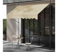 WORDFUN Store Banne Manuel Rétractable, 1.5x1.2/3x1.2/4x1.2m Résistant Aux UV, Imperméable, Auvent De Patio sans Perçage, pour Balcon, Cour, Terrasse De Café, D’Hôtel, De Magasin(Beige,400x120cm)