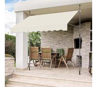 WORDFUN Store Banne Manuel Rétractable avec Manivelle, Auvent De Terrasse Imperméable Résistant Aux UV, 1.5x1.2/4x1.2M, pour Patio, Arrière-Cour, Jardin, Balcon, sans Percement(Offwhite,200x120cm)
