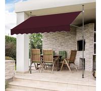 WORDFUN Store Banne Manuel Rétractable avec Manivelle, Auvent De Terrasse Imperméable Résistant Aux UV, 1.5x1.2/4x1.2M, pour Patio, Arrière-Cour, Jardin, Balcon, sans Percement(WineRed,200x120cm)