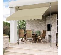 WORDFUN Store Banne Manuel Rétractable avec Manivelle, Auvent De Terrasse Imperméable Résistant Aux UV, 1.5x1.2/4x1.2M, pour Patio, Arrière-Cour, Jardin, Balcon, sans Percement(Beige,350x120cm)
