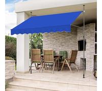WORDFUN Store Banne Manuel Rétractable avec Manivelle, Auvent De Terrasse Imperméable Résistant Aux UV, 1.5x1.2/4x1.2M, pour Patio, Arrière-Cour, Jardin, Balcon, sans Percement(Blue,150x120cm)
