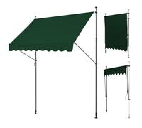 WORDFUN Store Banne Manuel Rétractable, Résistant Aux UV, Imperméable, sans Percement, Auvent De Terrasse Pare-Soleil Extérieur, Store Banne De Balcon À Serrage, avec Manivelle(DarkGreen,300x120cm)