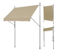 WORDFUN Store Banne Manuel Rétractable, Résistant Aux UV, Imperméable, sans Percement, Auvent De Terrasse Pare-Soleil Extérieur, Store Banne De Balcon À Serrage, avec Manivelle(Beige,350x120cm)