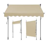 WORDFUN Store Banne Manuel sans Percage, 1.5x1.2/2x1.2/3x1.2m Auvent Marquise Retractable avec Manivelle, Imperméable, Résistant UV, pour Terrasse, Balcon, Jardin, Restaurant, Café(Beige,300x120cm)