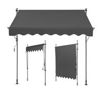 WORDFUN Store Banne Manuel sans Percage, 1.5x1.2/2x1.2/3x1.2m Auvent Marquise Retractable avec Manivelle, Imperméable, Résistant UV, pour Terrasse, Balcon, Jardin, Restaurant, Café(Gray,350x120cm)