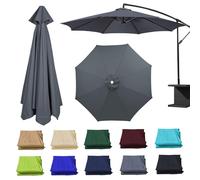 WORDFUN Toile De Rechange pour Parasol, 200 230 270 300cm Auvent De Remplacement pour 6/8 Baleines, Toile De Parasol Déporté Remplacement, Housse De Rechange Protection UV, Imperméable(Gray,3M/8Ribs)