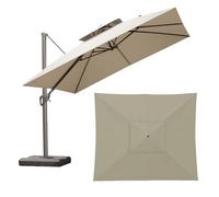 WORDFUN Toile De Rechange pour Parasol Déporté Carré, 2.5x2.5m/3x3m Auvent De Remplacement en Polyester pour Parasol, Dessus De Parapluie De Remplacement Rectangulaire, Imperméable(Khaki,2.5M)