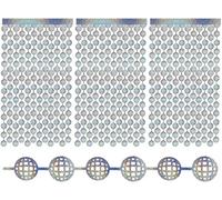 wordmouk 3 Pièces Disco Ball Argent Rideau de Frange Brillant 1x2M Foil Fringe Rideau de Clinquant Tinsel Shimmer Rideaux Porte Fenêtre Tinsel Curtain Décoration pour Fête Mariage Anniversaire Noël